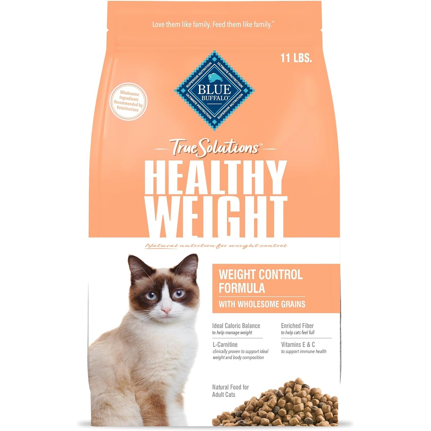 True Solutions Healthy Weight Natural Dry Food for Adult Cats, Chicken, 11-Lb. Bag