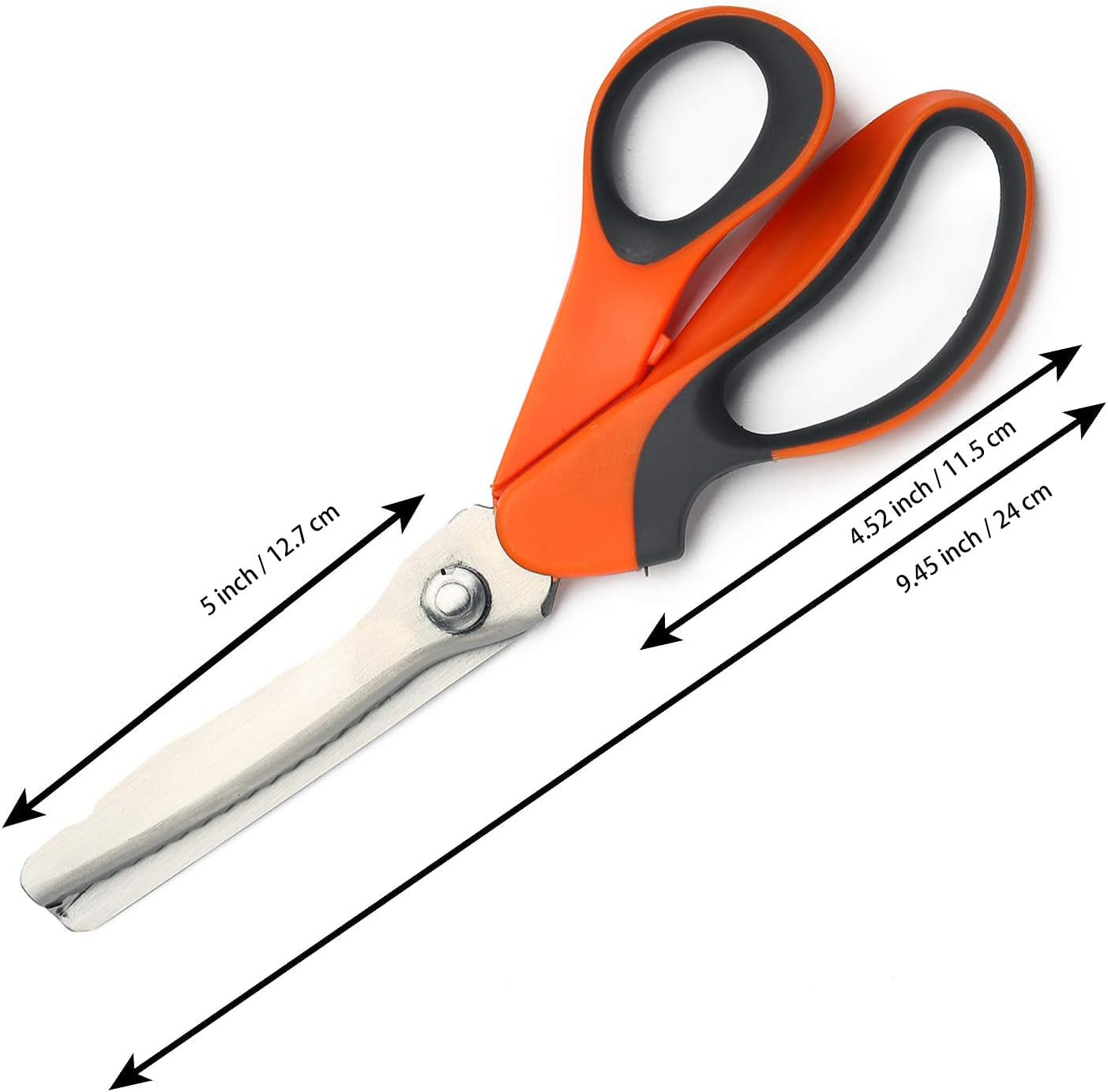 Stainless Steel Pinking Shears Comfort Grip Handled Professional Fabric Crafts Dressmaking Zig Zag Cut Scissors Sewing Scissors (Serrated, Orange)