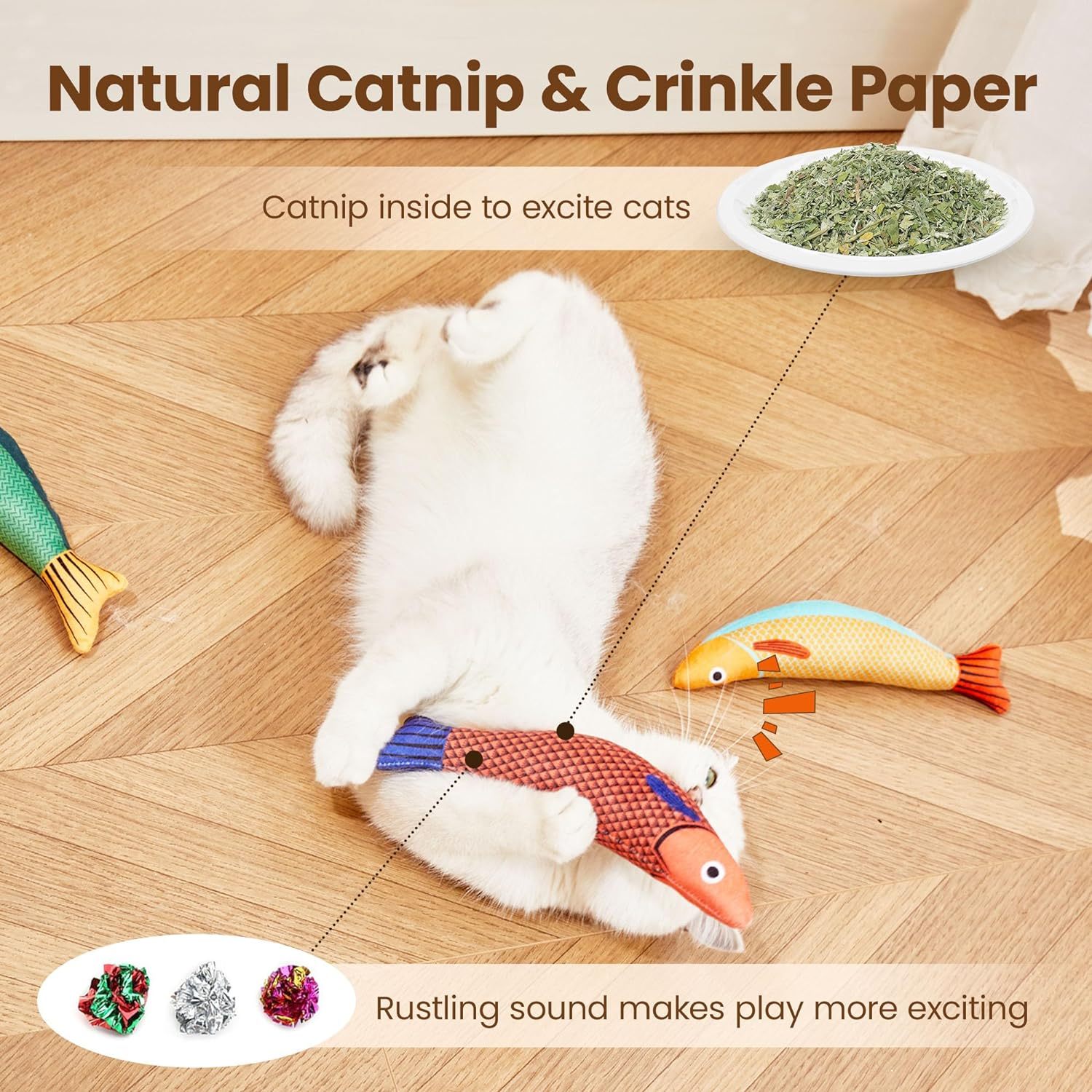 Saury Fish Catnip Toy – Crinkle Sound & Interactive Kicker for Indoor Cats