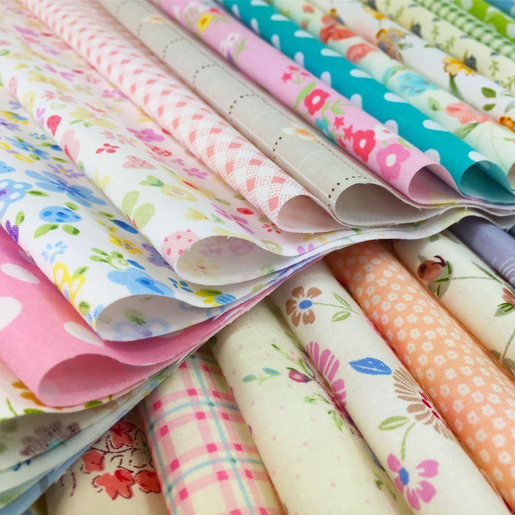 Quilting Fabric Squares 100% Cotton Precut Quilt Sewing Floral Fabrics for Craft DIY (8 X 8 Inches, 30Pcs)