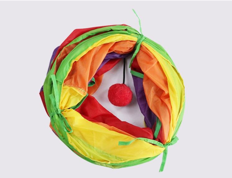 Rainbow S-Shaped Cat Tunnel – Educational Collapsible Toy