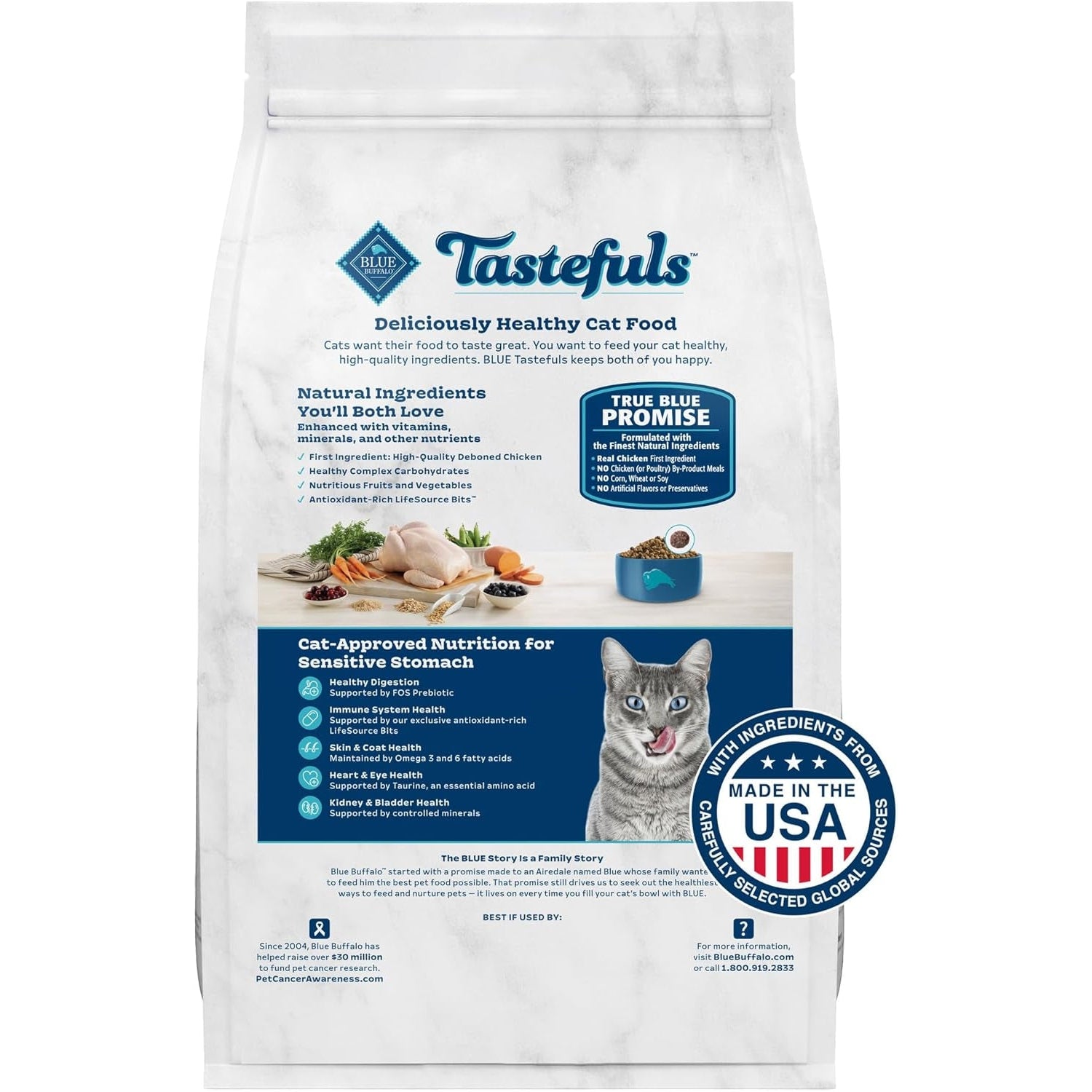 Tastefuls Natural Dry Food for Adult Indoor Cats, Chicken & Brown Rice Recipe, 15-Lb. Bag