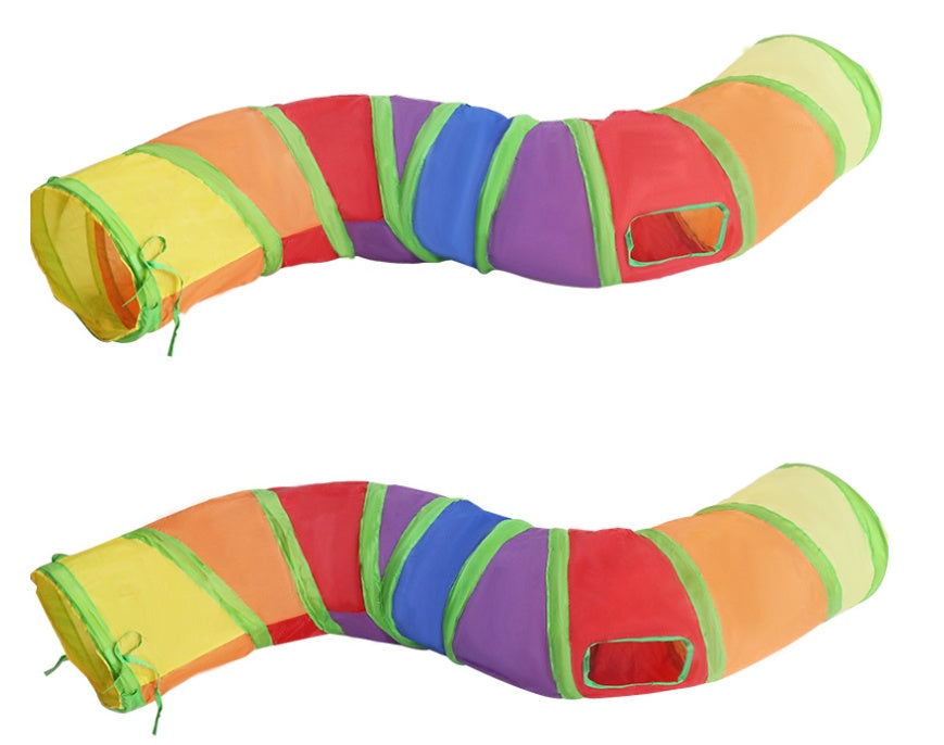 Rainbow S-Shaped Cat Tunnel – Educational Collapsible Toy