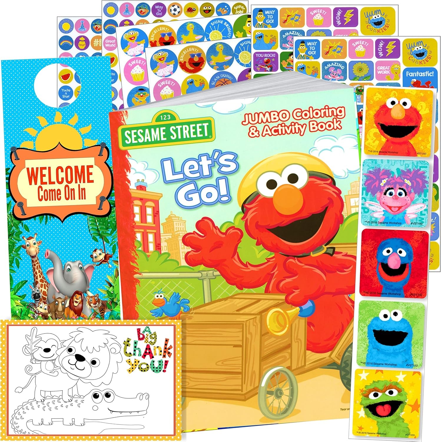 Sesame Street Elmo Coloring Book with Sesame Street Stickers Bundle