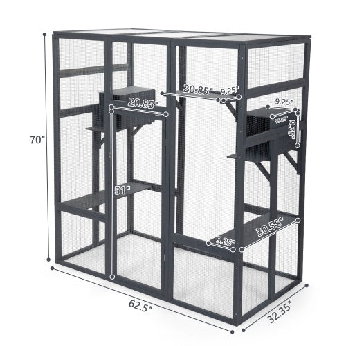 Oversized Grey Cat Cage - Perfect for Large Breeds