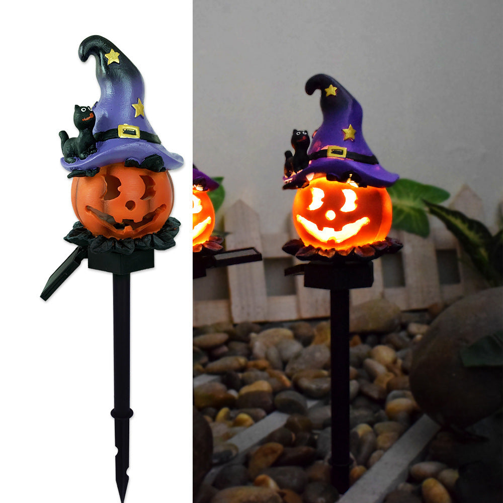 Solar-Powered Halloween Outdoor Pumpkin Lamp – Waterproof Wrought Iron Decoration