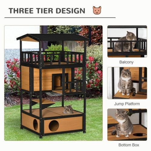 Wooden Wildcat Shelter - Safe Outdoor Haven for Cats