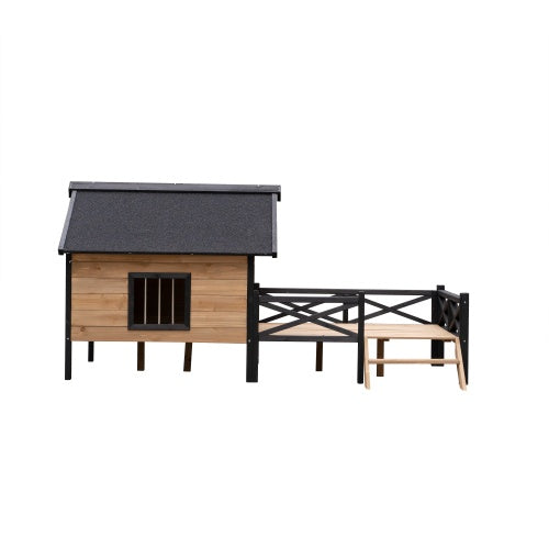 Wooden Wildcat Shelter with Kitten Tree for Outdoor Use