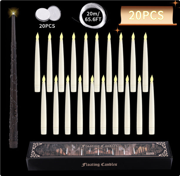 20LED Floating Candles with Candle Sticks – Battery-Operated LED Taper Candles with Remote Control for Festive Decor