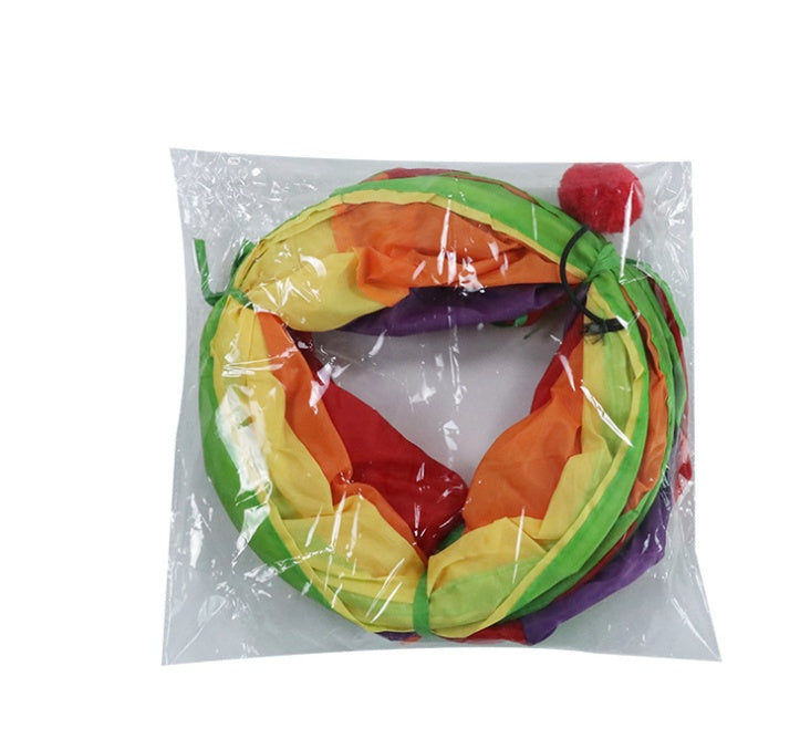 Rainbow S-Shaped Cat Tunnel – Educational Collapsible Toy