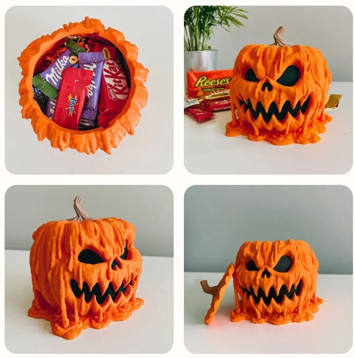 Melting Halloween Pumpkin Candy Bowl – Resin Handicraft for Trick-or-Treaters