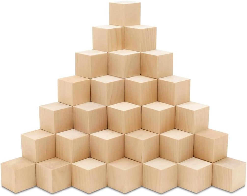 DIY Wood Cubes 4-Inch, Pack of 25 Large Blank Wooden Blocks for Crafts, STEM, Building, Monitor Riser, Photo Cube Craft, and Home Decor, by