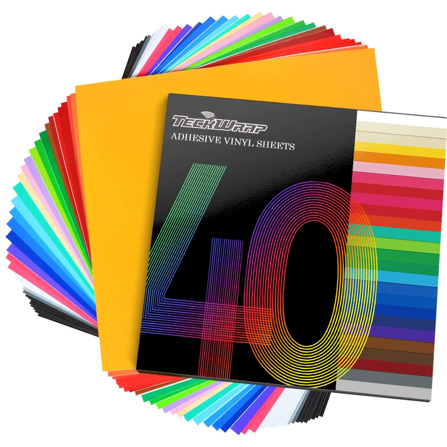 Permanent Adhesive Vinyl Sheets 12" X 12" 40 Sheets/Pack Assorted Colors for Craft Cutters