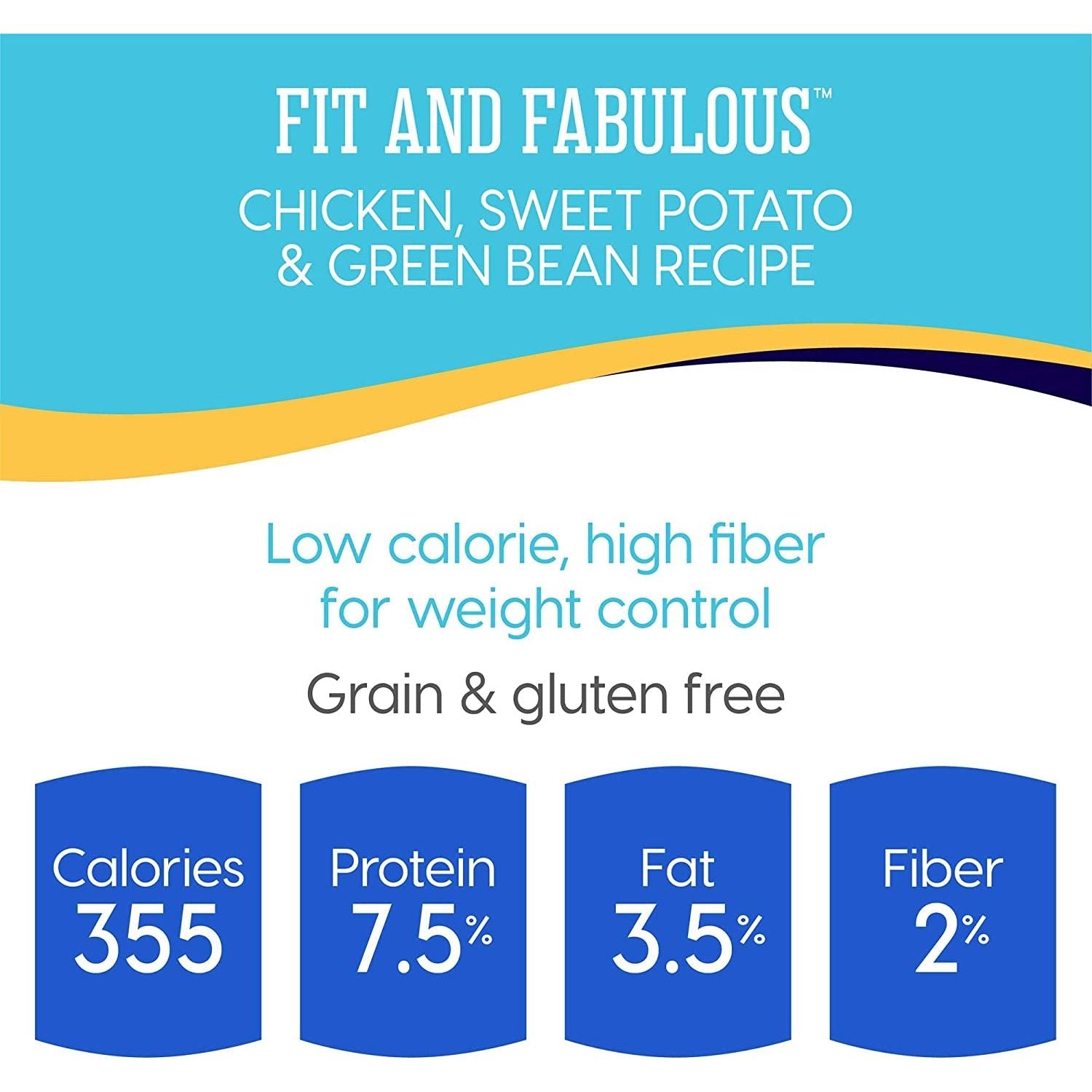 Weight Management Dog Food - Fit & Fabulous Wet Grain Free Dog Food Made with Real Chicken, Sweet Potato and Green Bean - for Weight Control and Dogs with Sensitive Stomachs