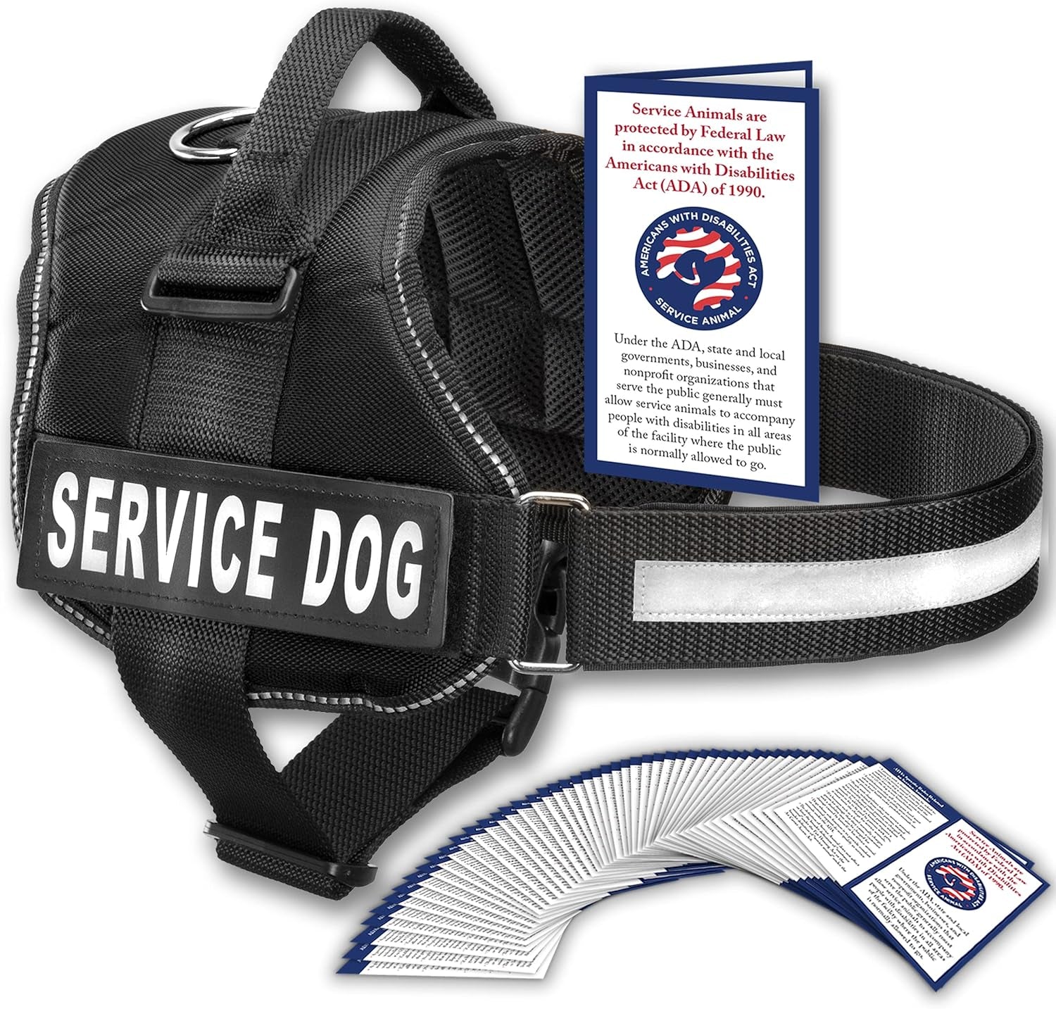 Service Dog Vest with Hook and Loop Straps and Handle - Harness Is Available in 8 Sizes from XXXS to XXL - Service Dog Harness Features Reflective Patch and Comfortable Mesh Design