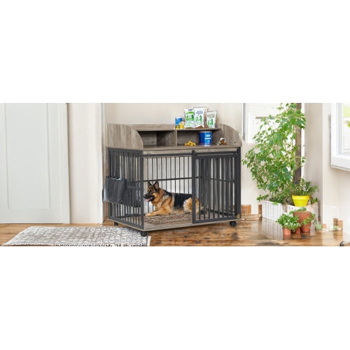 Wooden Luxury Cat Cattery with Wheels and Napping House for Outdoor Use