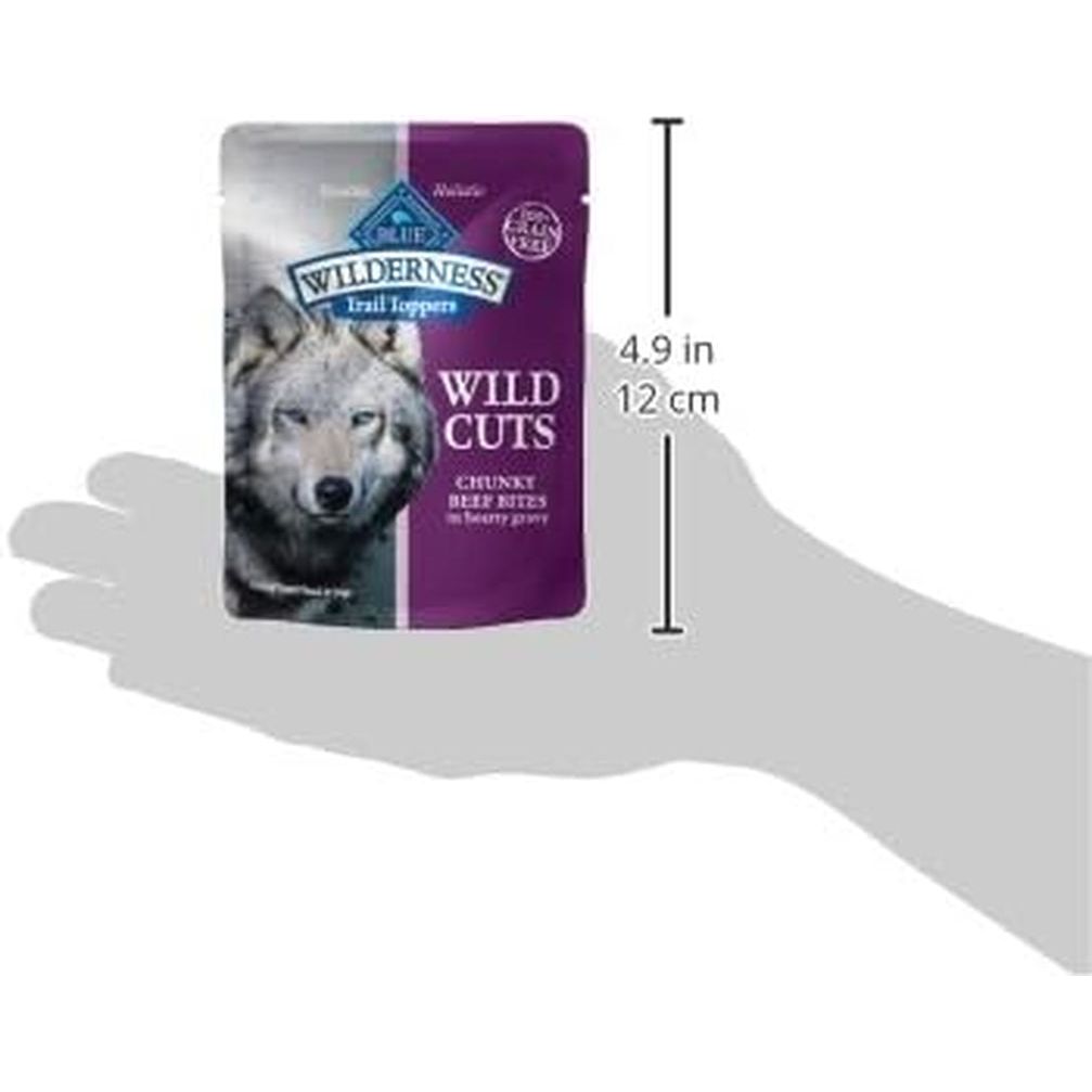 Wilderness Trail Toppers Wild Cuts Wet Dog Food, High-Protein & Grain-Free, Made with Natural Ingredients, Chunky Beef Bites in Hearty Gravy, 3-Oz. Pouches, (24 Count)