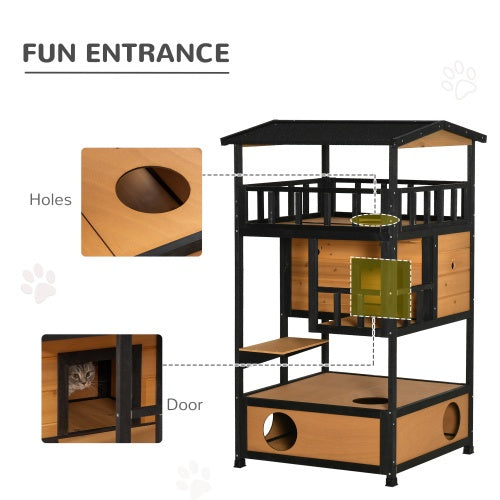 Wooden Wildcat Shelter - Safe Outdoor Haven for Cats