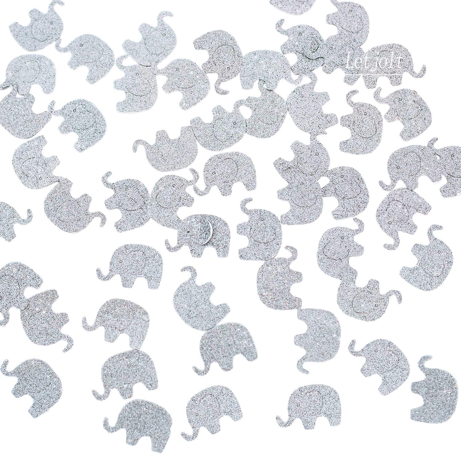 Silvery Elephant Confetti Elephant Scatter Baby Shower Decoration for Baby Shower Winter Birthday Party Supplies Elephant Theme Party Gender Reveal Party Decorations 200 Pcs