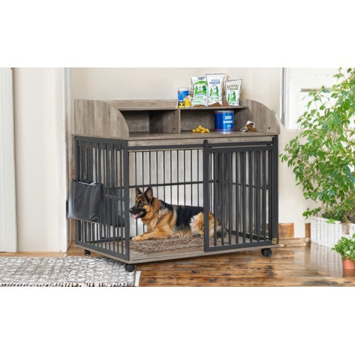 Wooden Luxury Cat Cattery with Wheels and Napping House for Outdoor Use