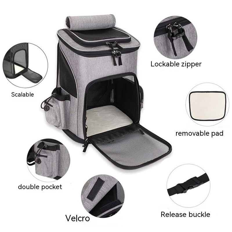 Foldable Large-Capacity Pet Backpack for Travel