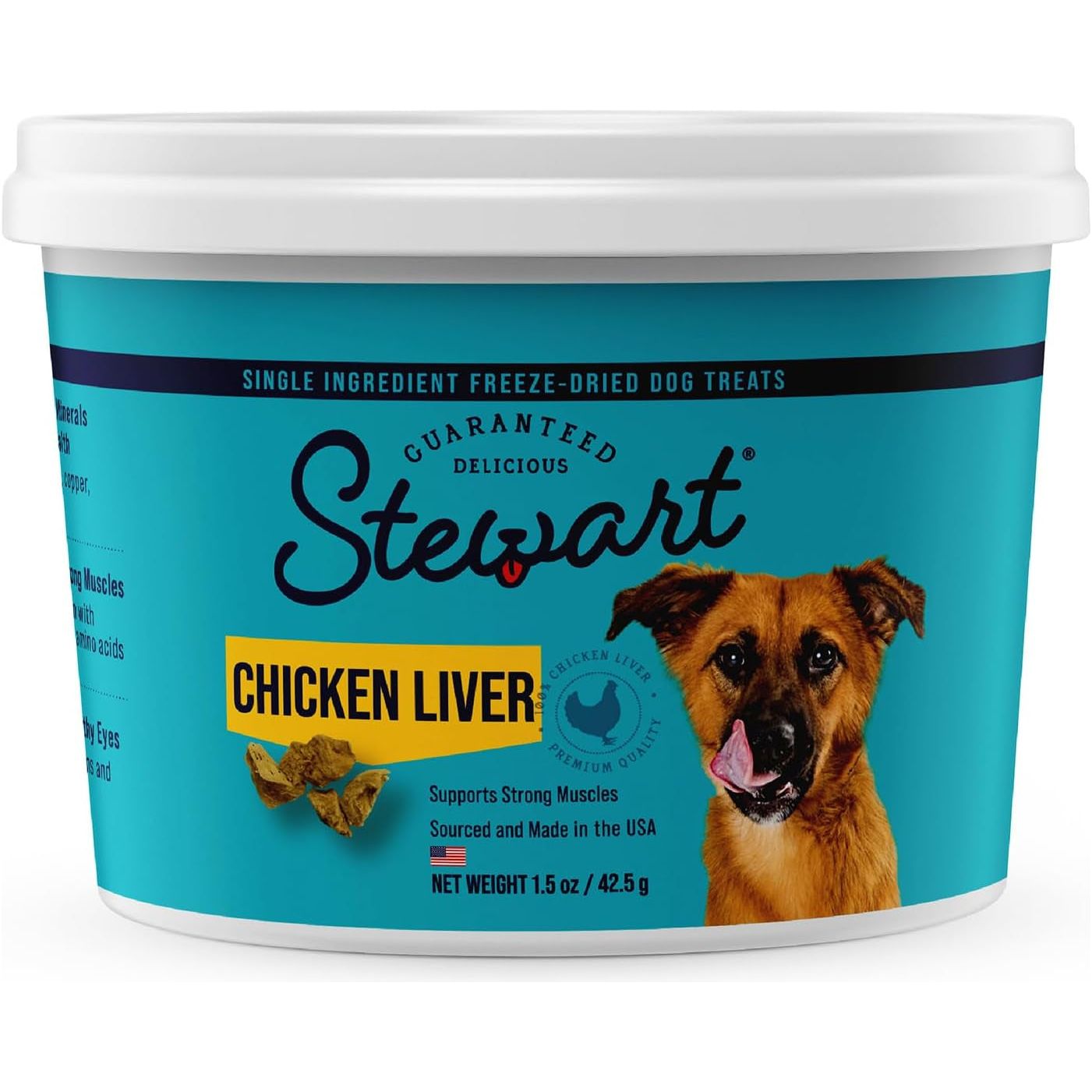 Single Ingredient Freeze Dried Raw Dog Treats, Chicken Liver, 1.5 Ounce Resealable Tub, Training Treats or Meal Topper Dogs, High Protein, Grain Free, Gluten Free