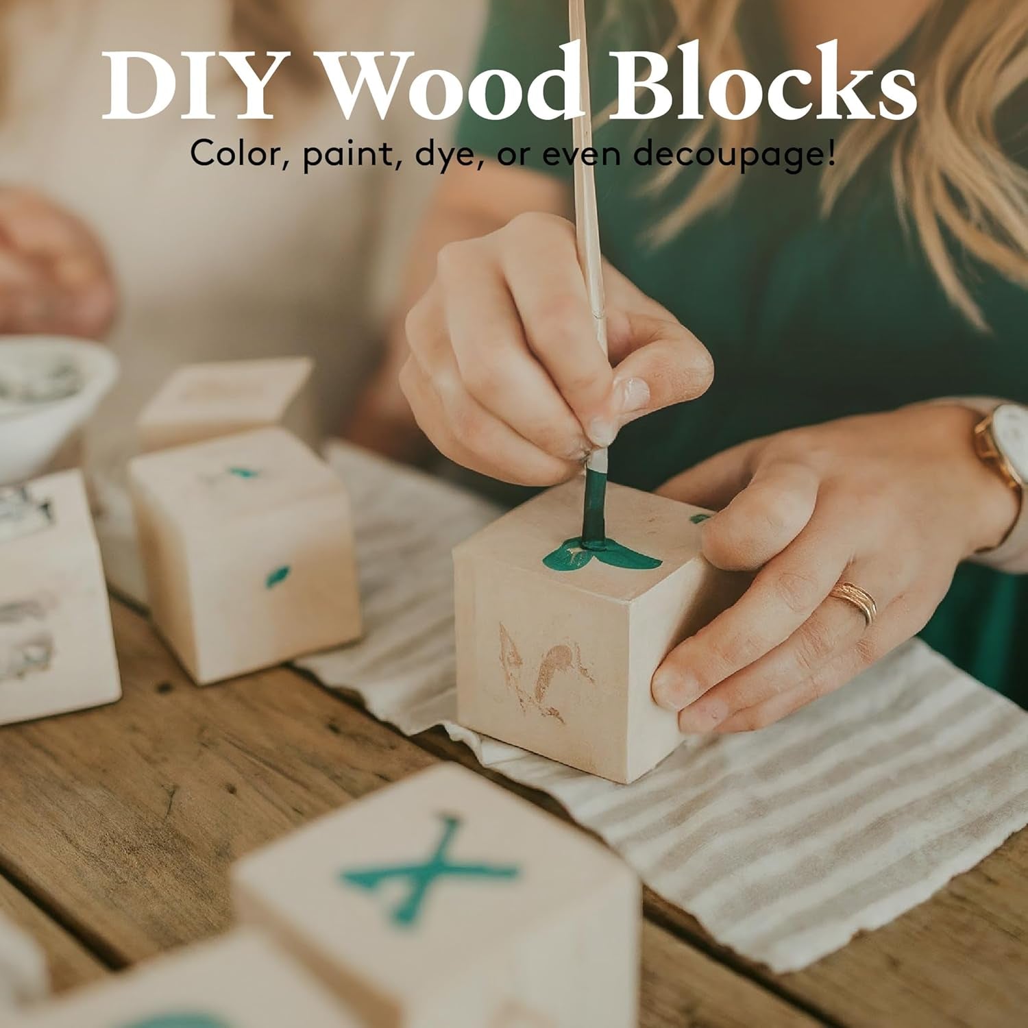 DIY Wood Cubes 4-Inch, Pack of 25 Large Blank Wooden Blocks for Crafts, STEM, Building, Monitor Riser, Photo Cube Craft, and Home Decor, by