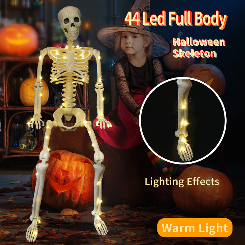 90cm Warm Light Hanging Luminous Skeleton – Stand-able Halloween Decoration for Spooky Décor