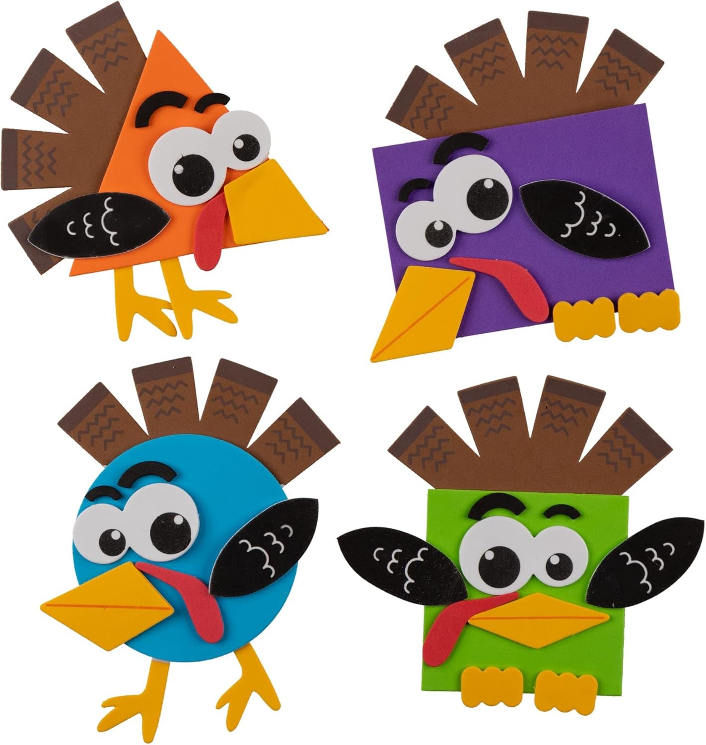 DIY Angry Turkey Craft Kit - Perfect for Thankgiving Fun - Creates 4 Turkeys