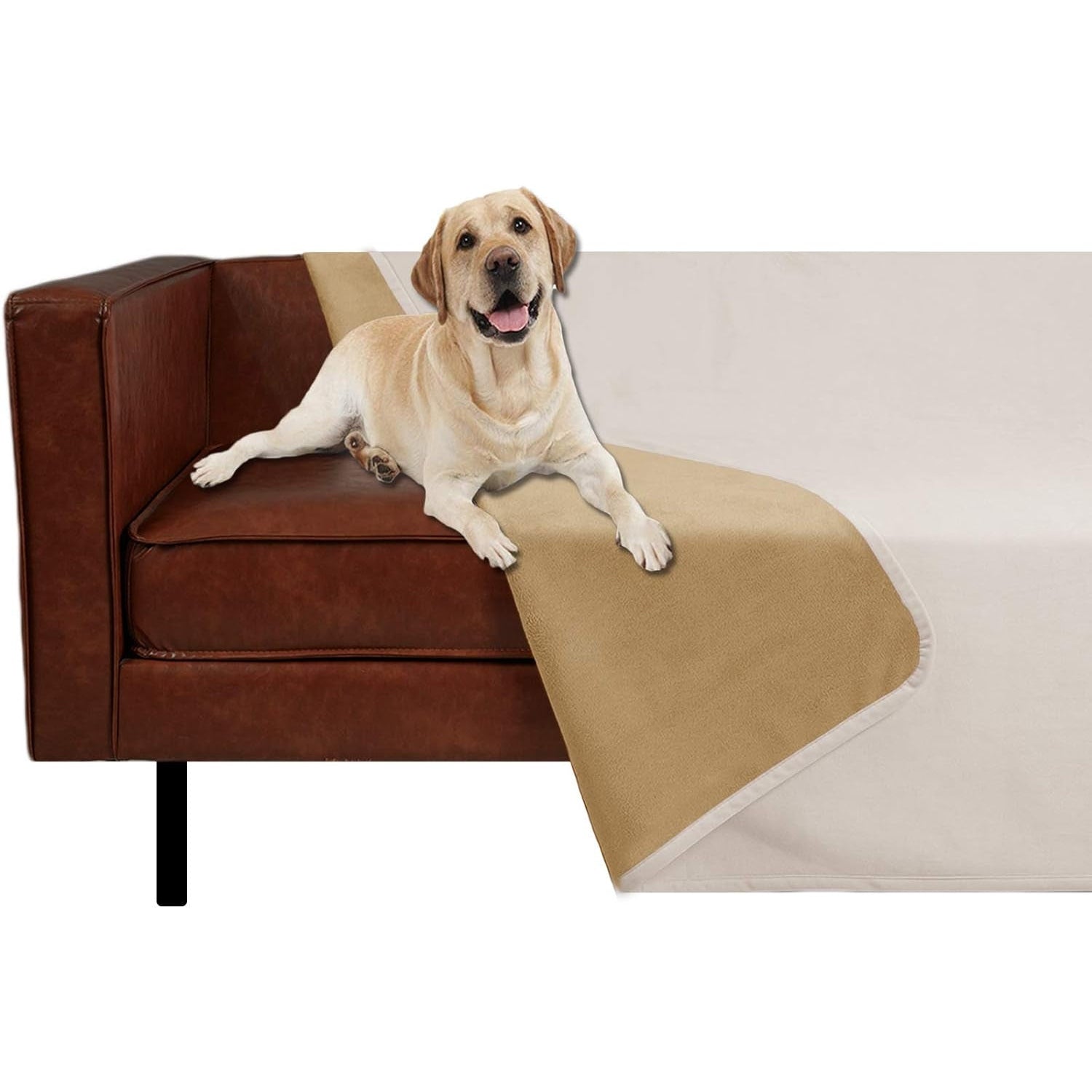 Pet Bed Blanket Reversible 100% Waterproof Velvet Super Soft for Sofa and Bed (40X60 Inches, Cream+Sand)