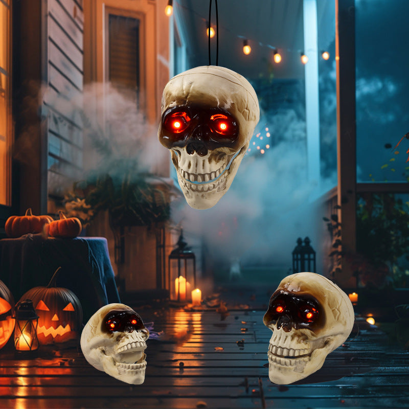 Animated Floating Skeleton Skull Heads with Scary Sounds – Realistic Halloween Decorations