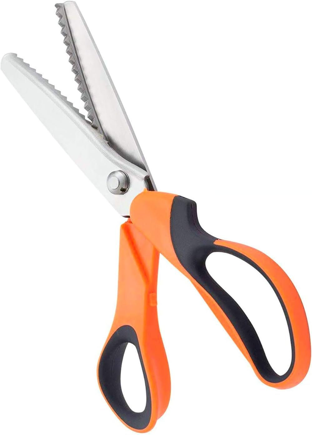 Stainless Steel Pinking Shears Comfort Grip Handled Professional Fabric Crafts Dressmaking Zig Zag Cut Scissors Sewing Scissors (Serrated, Orange)