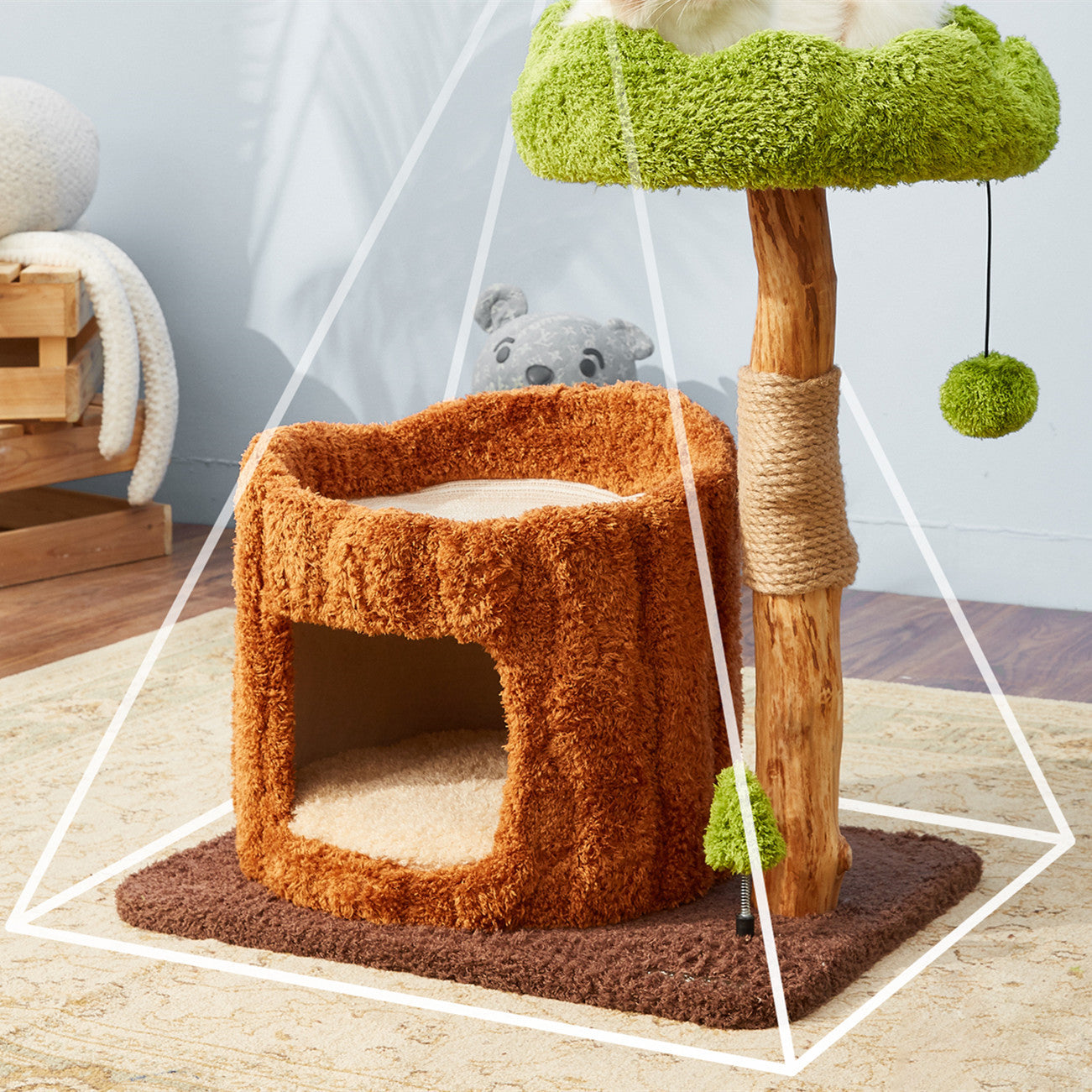 Solid Wood Cat Climbing Frame Integrated Sisal Toy